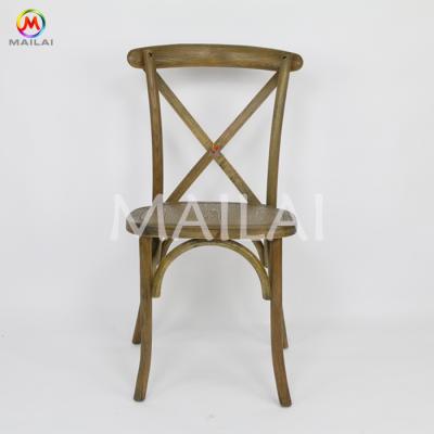 China Modern Cross Back Chairs Wedding Rental Wedding Chair Wood Modern X Cross Back Chairs Hotel Furniture Solid Wood for sale