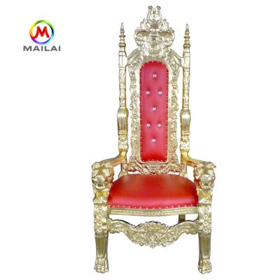 China Modern Wholesale Luxury Royal High Back Gold Wedding Throne Chair for sale