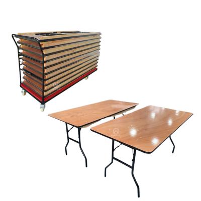 China Easy Assemble Factory Wholesale Plywood Wedding Party Folding Wood Fireproof Board Tables for sale