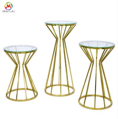 China Modern hot sale gold stainless steel wedding dessert stand round cake table for event decoration for sale