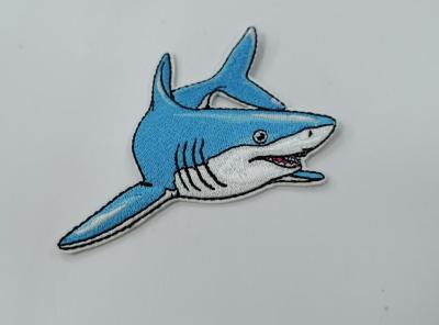 China Embroidery Clothes Shark Labels Heat Transfer Patches Washable Customized for sale