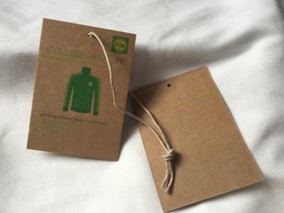 China 3 Colors Brown Kraft Paper Hang Tag , 3mm Cotton / Linen Cord Custom Garment Hang Tags for sale