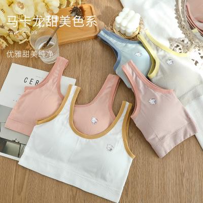 China 2022 seamless new design girl in crop top hot sale solid color boobs young teenager cotton full coverage bralette camisole small top for sale