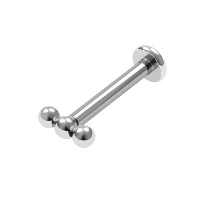 China Eternal CLASSIC Titanium Three Flat Metal 18g 1.0mm Threadless Labret Balls ASTM F136 Studs Body Jewelry for sale