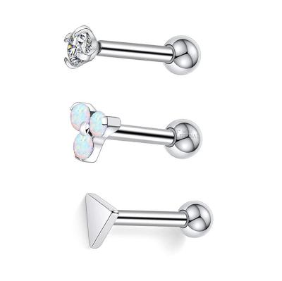 China Titanium Eternal Metal ASTM F136 Titanium Threadless Push In Cartilage Trangus Helix Ear Studs 3PK Set Body Jewelry for sale