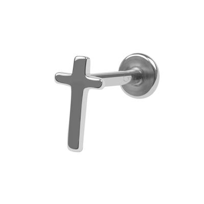 China ASTM F-136 TI 6AL4V ELI Titanium Eternal Titanium Metal ASTM F136 Internally Threaded Labret Cross Piercing Jewelry for sale