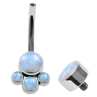 China CLASSIC Eternal Titanium Round Synthetic Opal Metal ASTM F136 Internally Threaded Navel Ring Upper Body Jewelry for sale