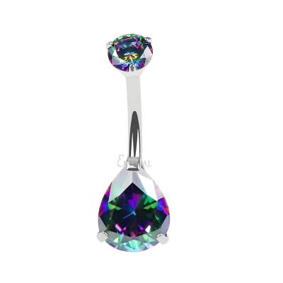 China CLASSIC Eternal Metal Titanium ASTM F136 Internally Threaded CZ Gem Belly Bar Navel Belly Double Ring for sale