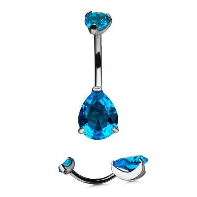 China CLASSIC Eternal Metal Titanium ASTM F136 Internally Threaded Fork Set Tear Drop CZ Navel Belly Button Ring for sale