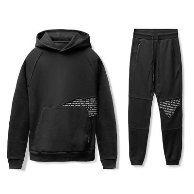 China Anti-wrinkle fabric design comfort hot sale high quality knitted men's type crop hoodies set 2021 new for sale