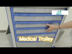 Silver Trolley For Hospital Usage Medicine Trolley Cart With 3-5 Drawers Plastic