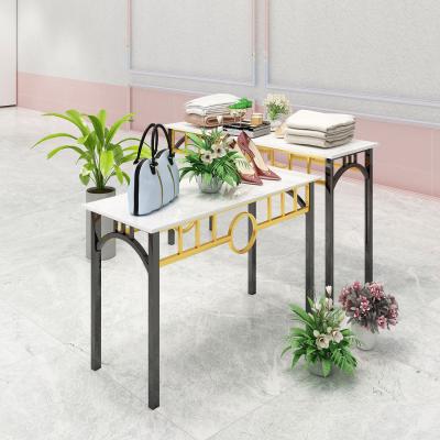 China For Shop Display Furniture Standing Table High Quality Multifunctional Gold Material Shop For Shoes Bags for sale