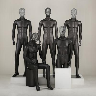 China Other Boutique Wholesale Fashion Sitting/Standing Matte Fiberglass Full Body Suits Curvy Black Male Mannequin For Sale for sale