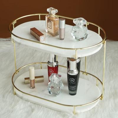 China Modern Viable Cosmetics Skin Care Products Storage Desk Racks 2 Layers for sale