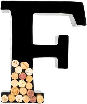 China For Store Factory Supply Home Decor Metal Letter F Wine Cork Wall Mounted Rack for sale