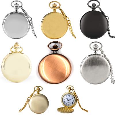 China OEM High Quality Custom Double Sided Light Quartz Non-specific Chain Pocket Watch Laser Logo Lettering Retro for sale