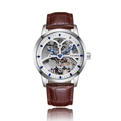 China Water Resistant Fashion Stainless Steel Mechanical Watch For Man Genuine Leather Strap Self Wind Automatic Wrist Watch for sale