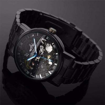 China 2020 New Fashion Stainless Steel Men's Waterproof Skeleton Hand Watches Black Casual Japan Reloj Automtico De Lujo for sale