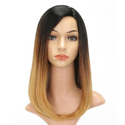 China Heat Resistant Short Ombre Straight Bob Synthetic Hair Wigs Blonde Fiber Hair Cheap Curly Curly Wigs for sale