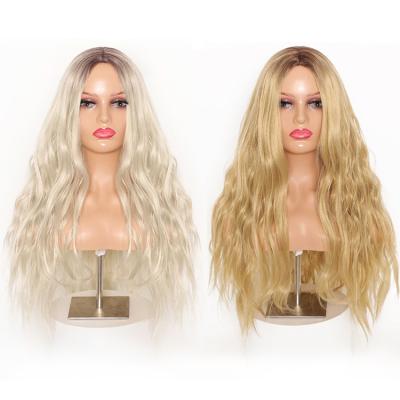 China European and American Water Wave Female Matte Long Curly Gradient Wigs Blonde 613 Synthetic Hair Wigs for sale