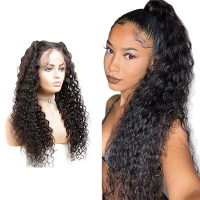 China Glueless 12-28inches Water Wave Hair Wigs,Brazilian Lace Front Wig,Natural Hairline Preplucked Virgin Lace Frontal Wigs for sale