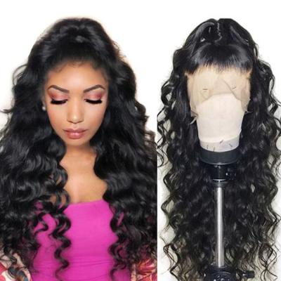 China Best Quality 13*4 Loose Curly Wigs Brazilian Wave Hair Pre Plucked Human Virgin Hair Lace Front Wig for sale