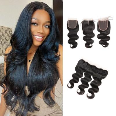 China Body Wave HD 4x4 Lace Frontal Bundles Natural Black Body Wave Hair Wig Closure for sale