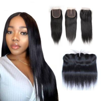 China Hd Transparent Swiss Lace Closure 4x4 Straight Human Hair Blend Bundles Closure for sale