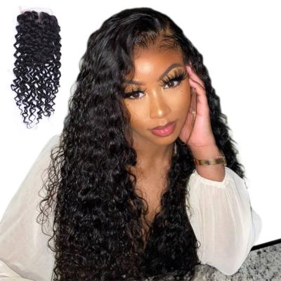 China Water Wave Pre Plucked Swiss Virgin Raw Human Unprocessed Water Wave Lace Front Wig Deep Closure for sale