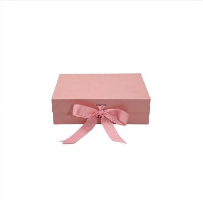 China Recycled materials wholesale luxury custom logo gift folding paper boxes with ribbon closure for wedding dress for sale