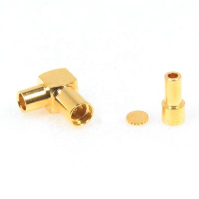 China Right Angle Female Brass Connector MMCX Crimp For 1.13mm for sale