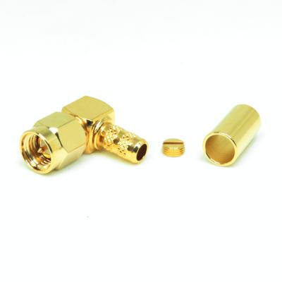 China Right Angle SMA Connector Crimp Plug For RG58 58A 58C 141 LMR195 1436-1112AC-06-50 for sale