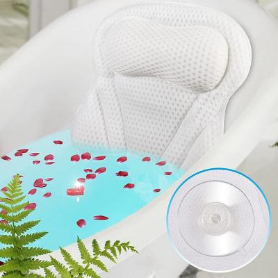 China Ergonomic Anti-Static Luxury Bath Tub Spa Pillow with 4D Air Mesh Technology and 6 Suction Cups for sale