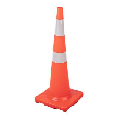 China Traffic Road Cone 36 Inch 10lb 4.5KG PVC Flexible Overall Orange Thin Road Traffic Cone for sale