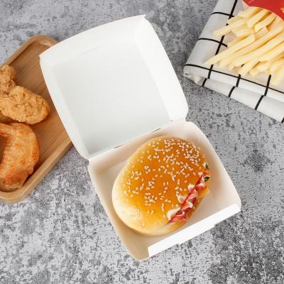 China Biodegradable Disposable Pink Printed Design White Hamburger Packaging Box for sale