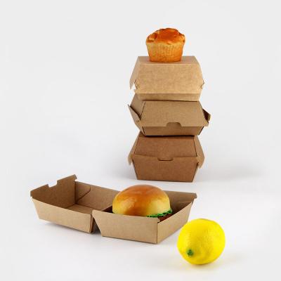 China Disposable Eco Friendly Premium Food Container Kraft Hamburger Boxes for sale