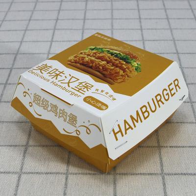 China Food Grade Disposable Packaging Cheap Disposable Food Container Take Out Beige Hamburger Box for sale