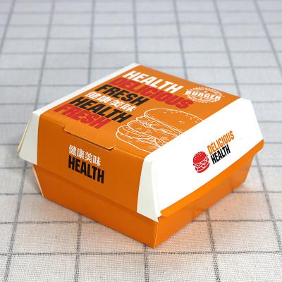 China OEM Disposable Color Printed Disposable Food Packaging Container Hamburger Paper Takeout Boxes for sale