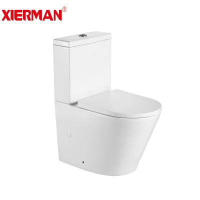 China Dual-Flow WateMark Standard Rimless 3/4.5L Water Saving Two-Piece Toilet for sale