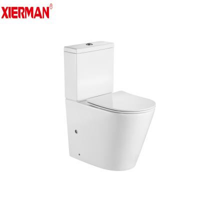 China Double-Flow Toilet BTW European Standard Ceramic Rimless Two Piece Toilet for sale