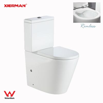 China Double-flow Bathroom Toilet WC European Standard Ceramic Rimless Two-piece Disabled Toilet Bowl for sale