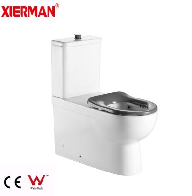 China 2021 Double-flush Europe Standard Disable Rimless Two Piece Handicapped Toilet Bowl for sale