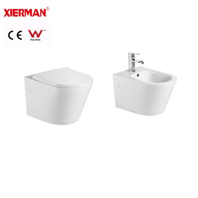 China New Design Double-Flow European Style Closet Ceramic Hidden Cistern With Rimless Flush Wall Hung Toilet for sale