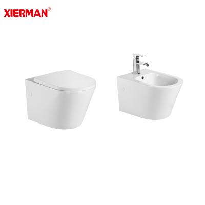 China Double-flux Italy Style Ceramic Wall Hung Toilet Bathroom Match Bidet for sale