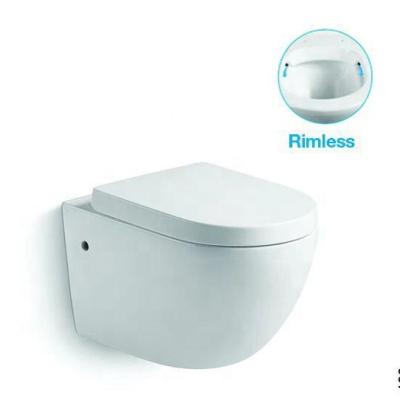 China New Double-flush Modern Designs Toilet Small Space Rimless Wash Down Wall Hung Toilet for sale