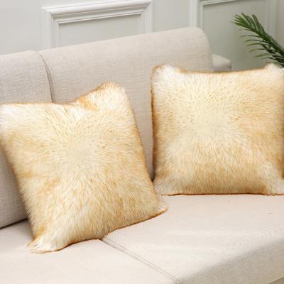 China Cheap Decorative Pillows Folded Fur Pillow Chair Cover Faux Fur Soft Fluffy Cushion Cover for sale