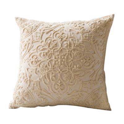 China New Design Cotton Rope Embroidery Folded Sofa Cushion Cover Bedroom Pillow Cover for sale