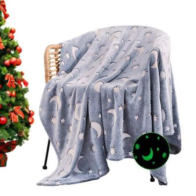 China Factory Direct Sales Wearable Fleece Cloth Fabric Bright Glow In The Dark Reversible Covering Sherpa Throw Blanket for sale