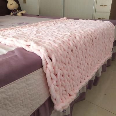 China Hand Knitted Throw Blanket Sofa Cover Coarse Woolen Rugs Knitting Woolen Rug High-Grade Wearable Blanket for sale