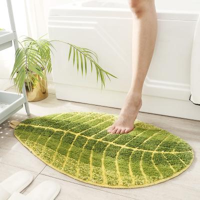 China Machine Washable Anti-Slip Natural Style Green Leaves Carpets Leaf Shape Carpets For Bedroom Floor Bathroom Non-slip Rugs Rugs for sale